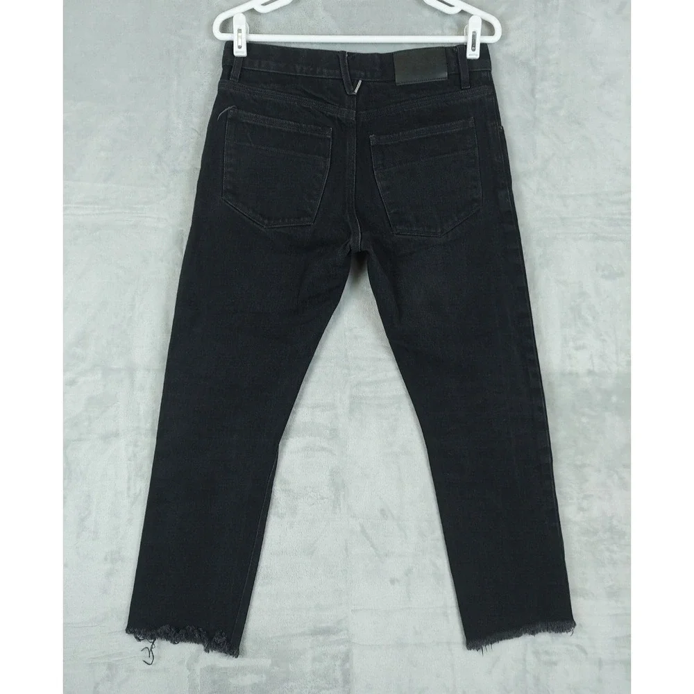 Raleigh Denim Martin Fit Selvedge Black Raw Hem‎ 31x26 Jeans Cropped Button Fly
